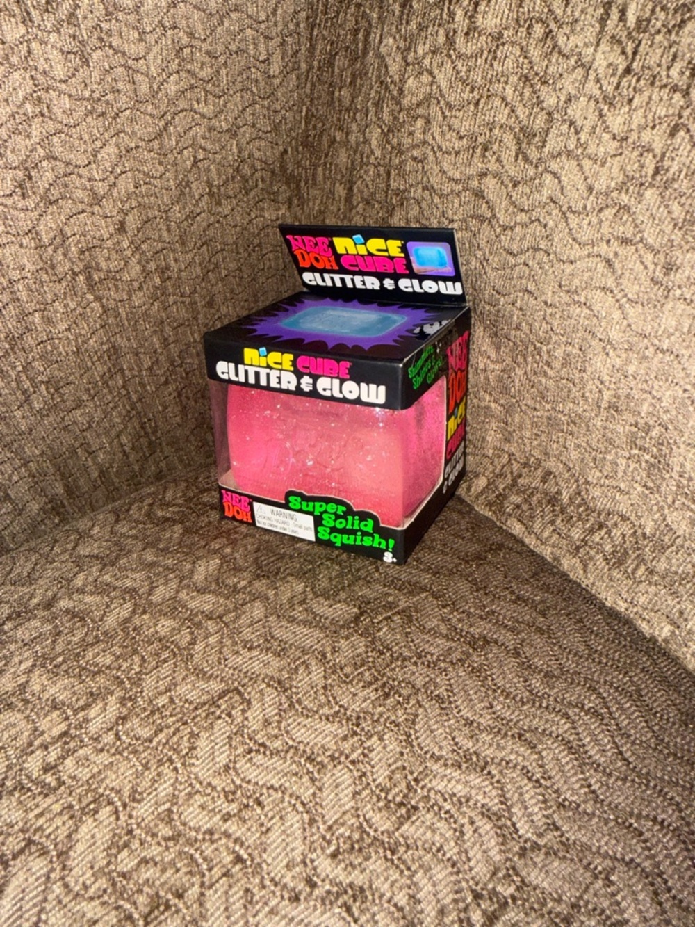 Needoh Nice Cube Glitter & Glow Pink Squishy